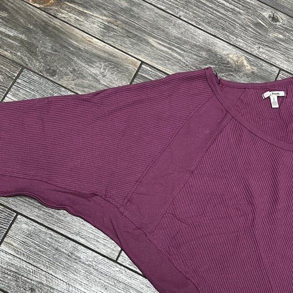 NWT $78 Free People Small & Medium Santa Clara Thermal Top Mulberry Off Shoulder - Picture 6 of 10